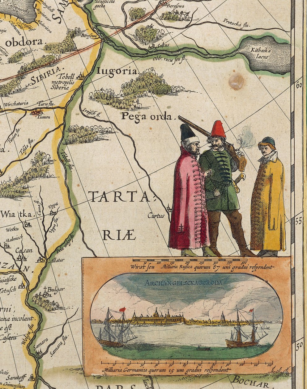 Mapa Tartary, autorstwa Willema Janszoon Blaeu, z Atlas Maior lub Novus Detail autorstwa Willem Blaeu