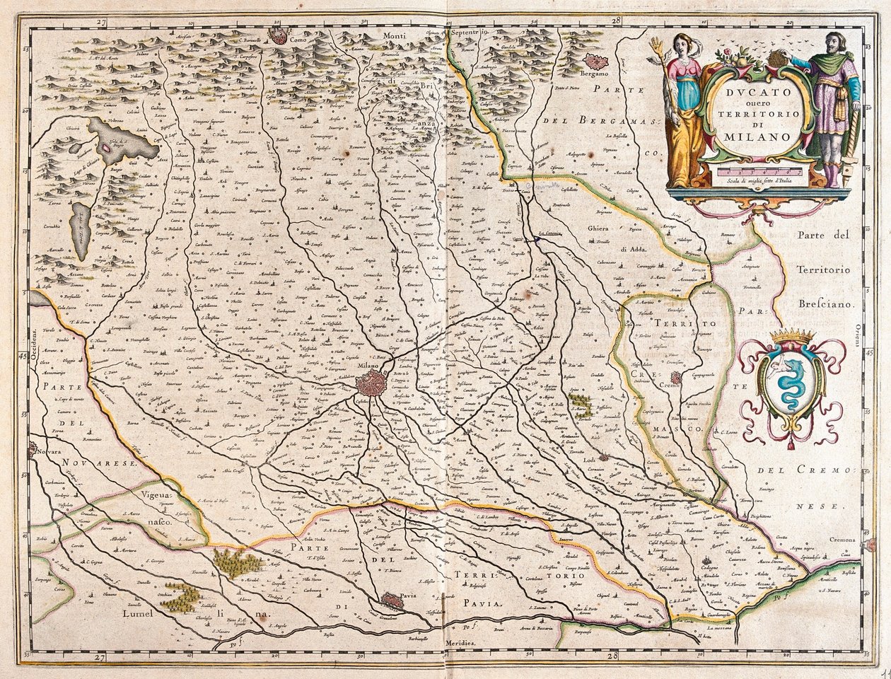 Mediolan, Włochy, w "Theatrum Orbis Terrarum, sive Atlas Novus" Willema Blaeu, Amsterdam autorstwa Willem Blaeu