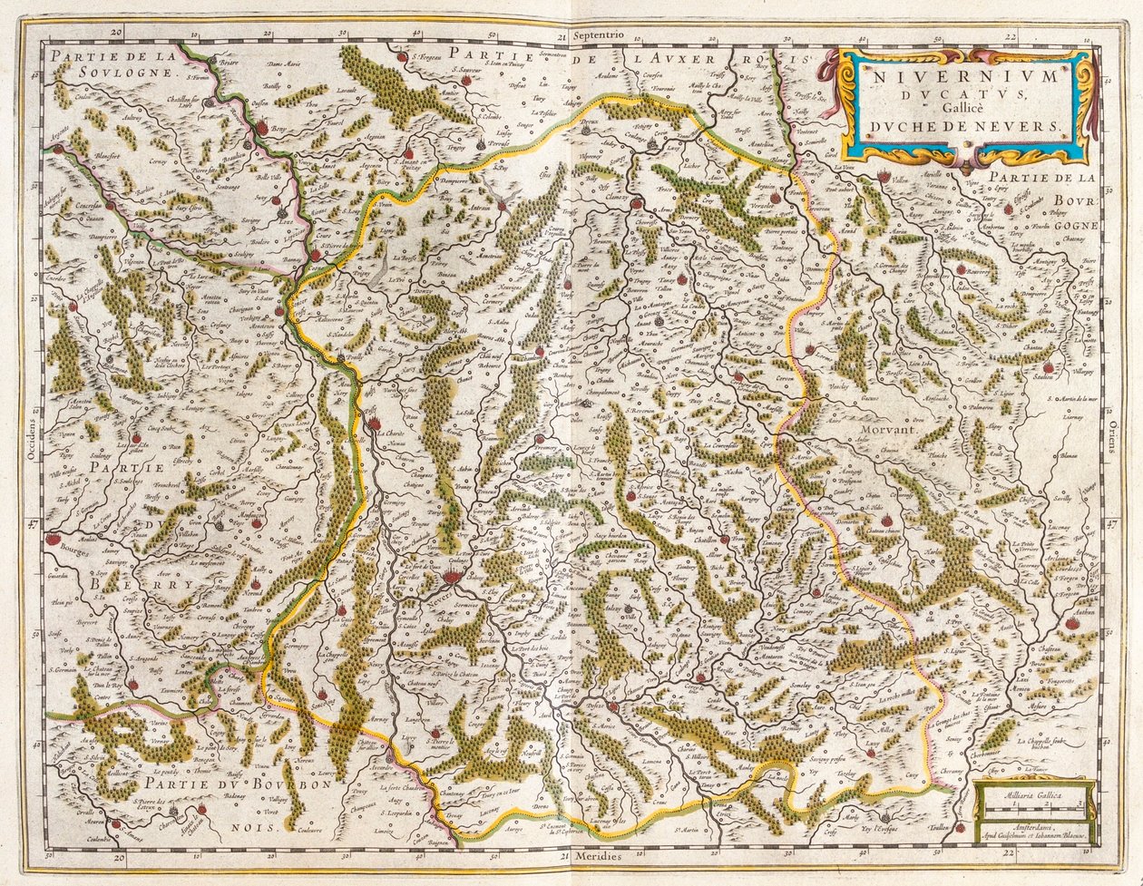 Nivernais, Nievre, w "Theatrum Orbis Terrarum, sive Atlas Novus" Willema Blaeu, Amsterdam autorstwa Willem Blaeu