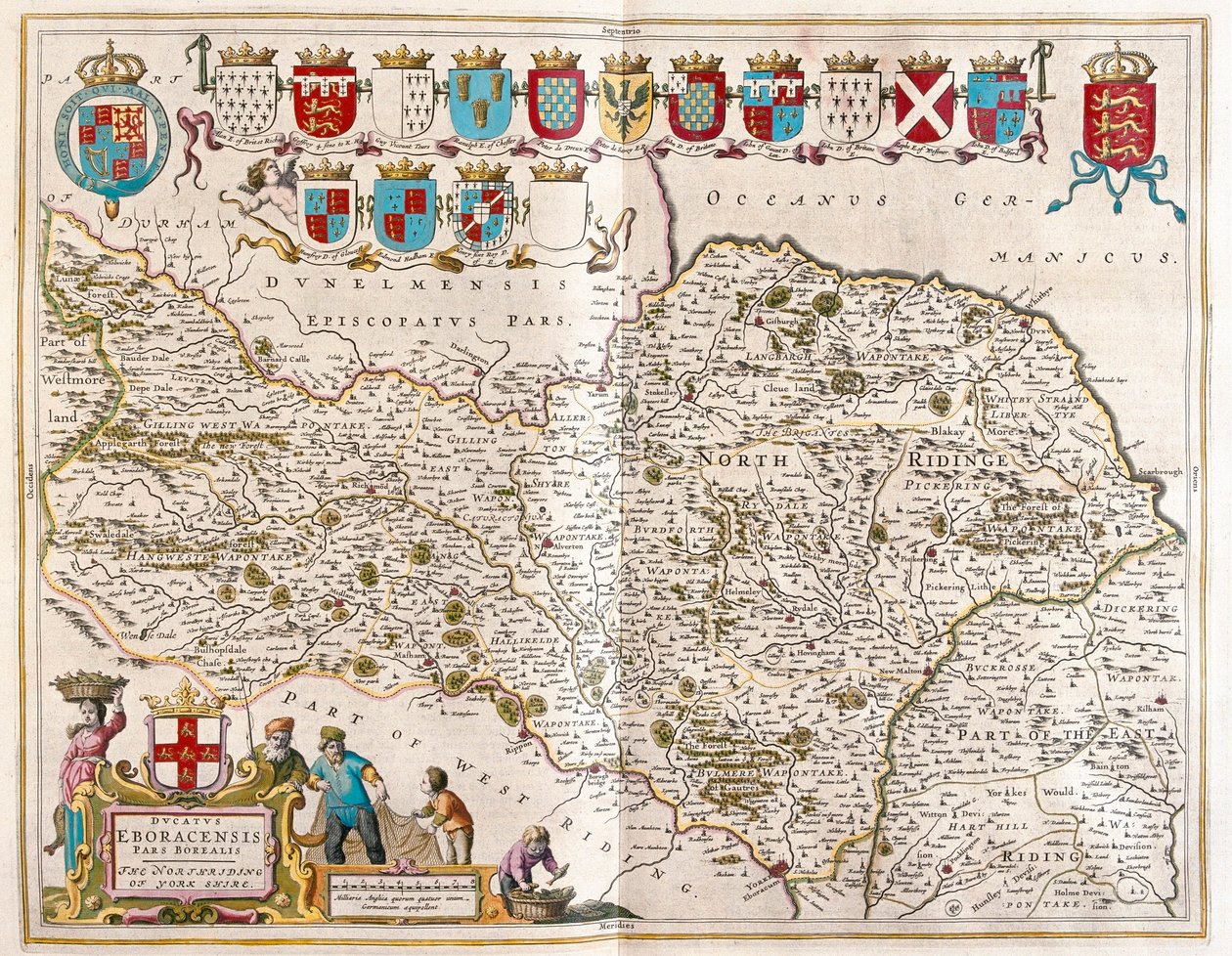 Północna część Yorkshire, w "Theatrum Orbis Terrarum, sive Atlas Novus" Willema Blaeu, Amsterdam autorstwa Willem Blaeu