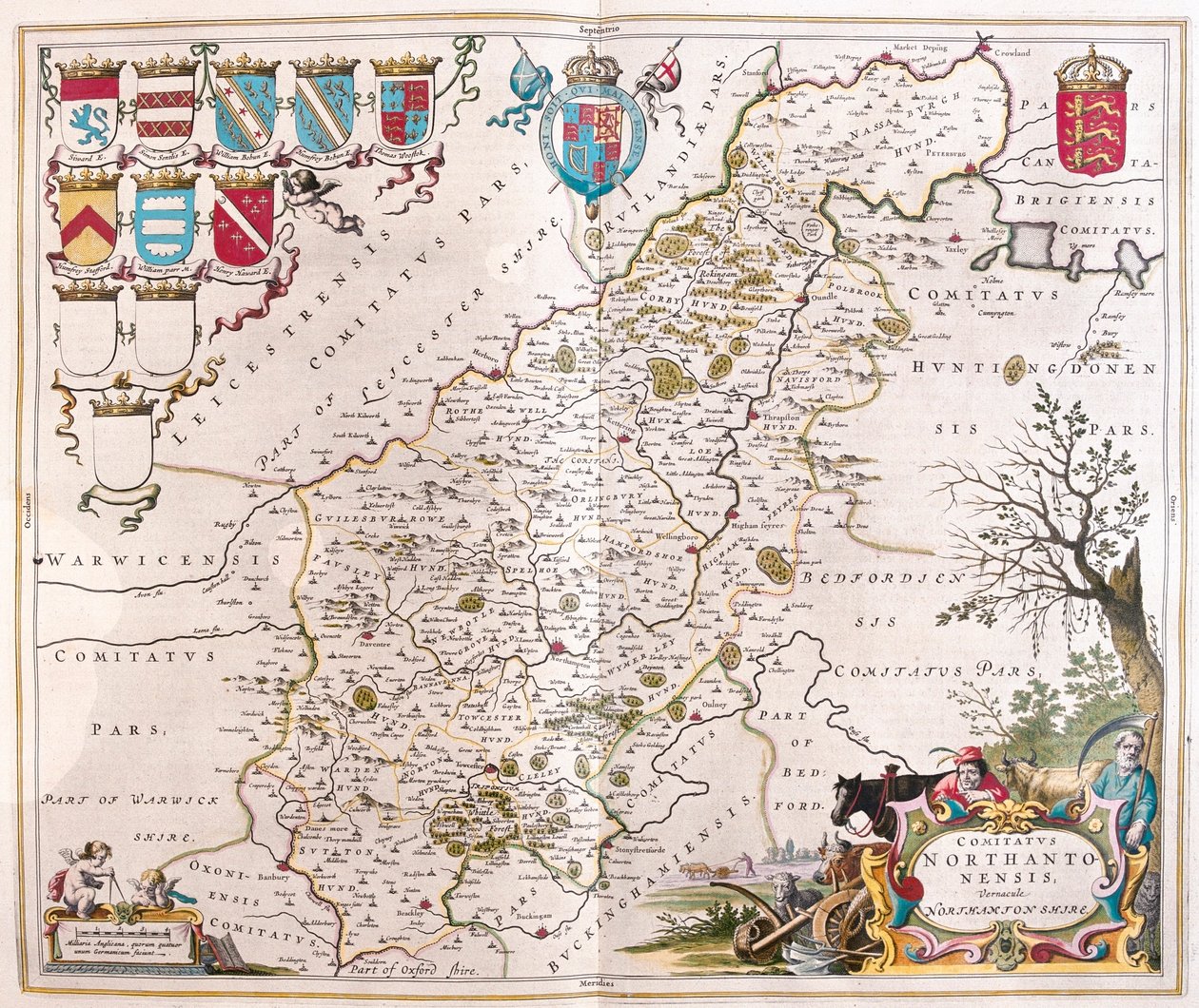 Hrabstwo Northampton, w "Theatrum Orbis Terrarum, sive Atlas Novus" Willema Blaeu, Amsterdam autorstwa Willem Blaeu