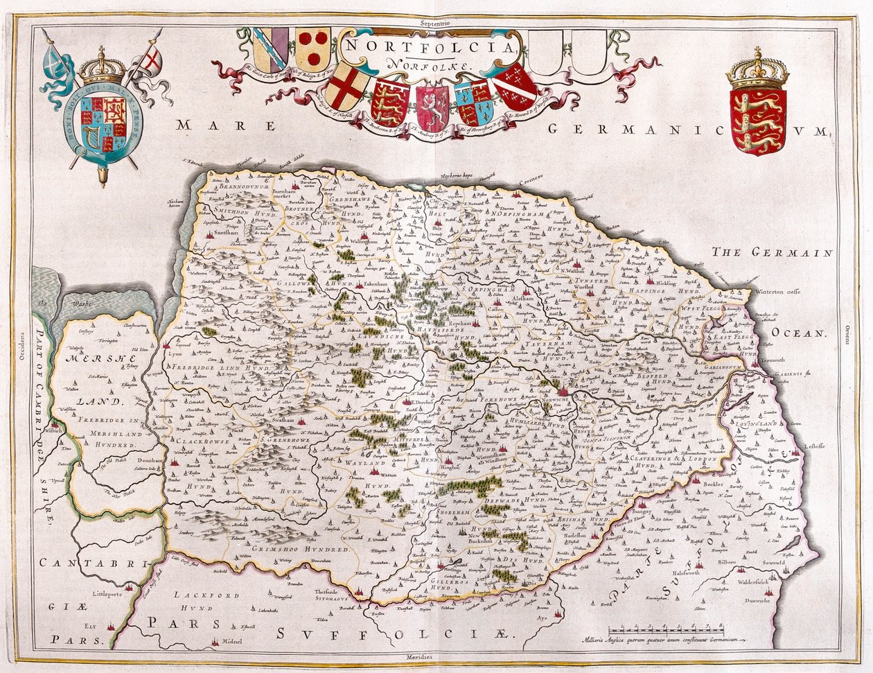 Northfolk, w "Theatrum Orbis Terrarum, sive Atlas Novus" Willema Blaeu, Amsterdam autorstwa Willem Blaeu