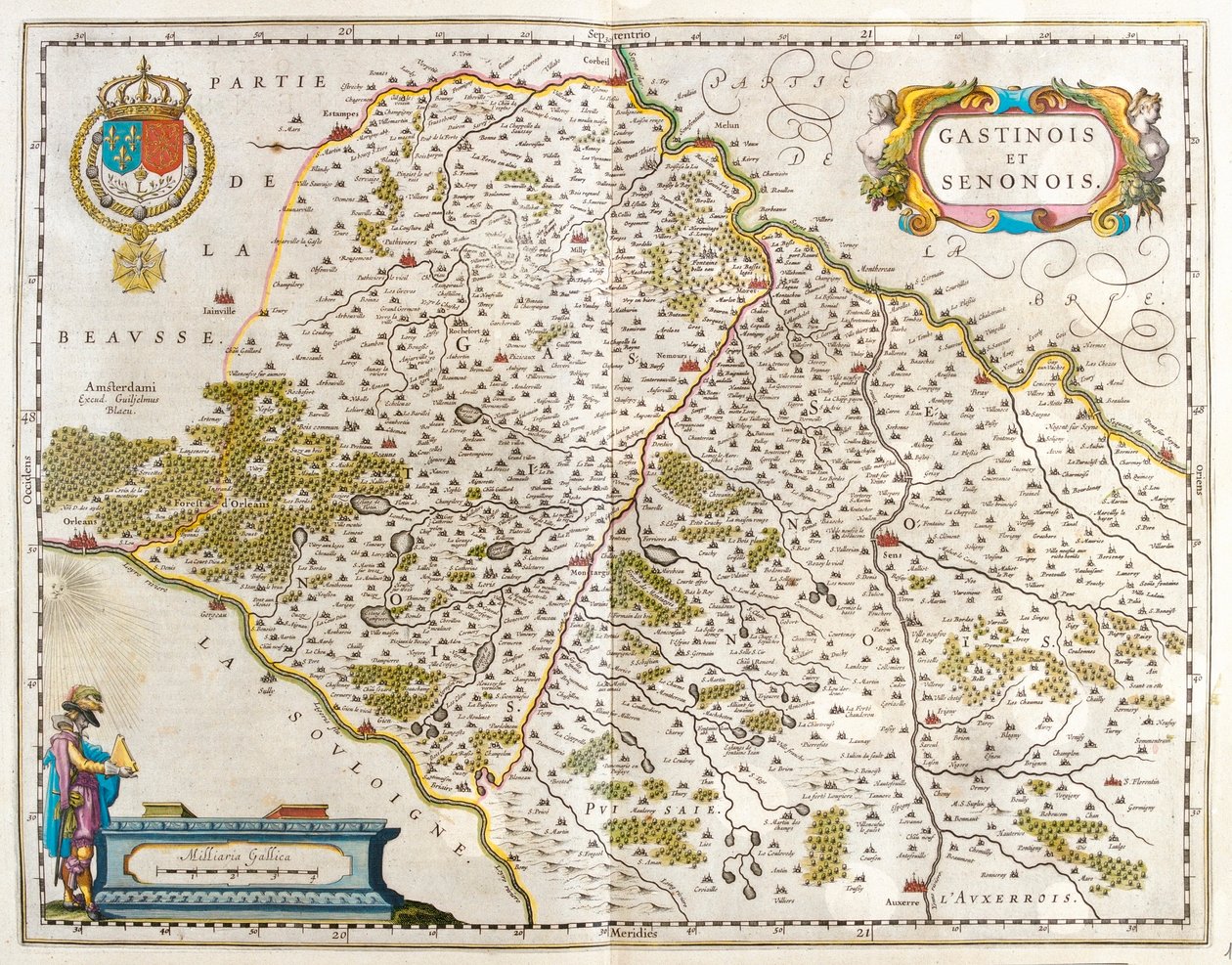 Orlean - estampes - corbeil - Sens - auxerre - region Loary, w "Theatrum Orbis Terrarum, sive Atlas Novus" Willema Blaeu, Amsterdam autorstwa Willem Blaeu