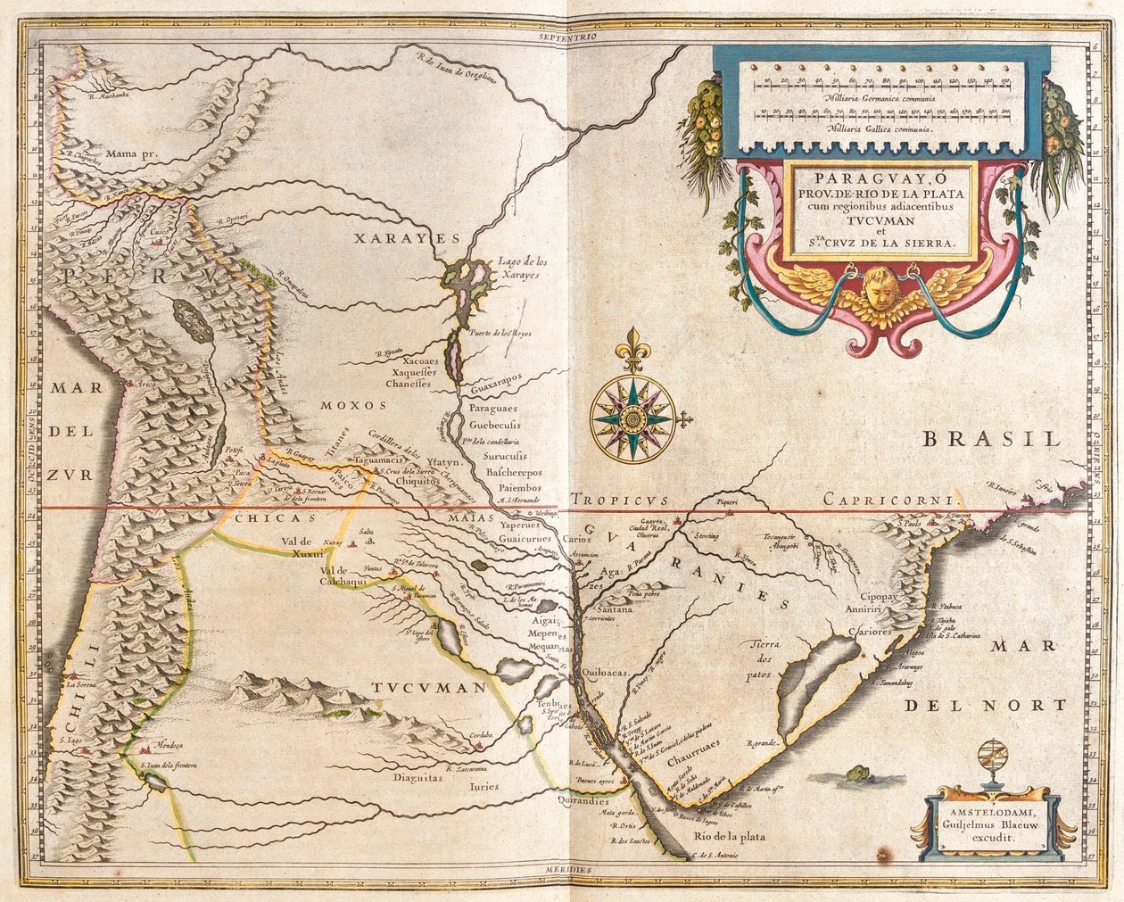 Paragwaj i Rio d la Plata, w "Theatrum Orbis Terrarum, sive Atlas Novus" Willema Blaeu, Amsterdam autorstwa Willem Blaeu