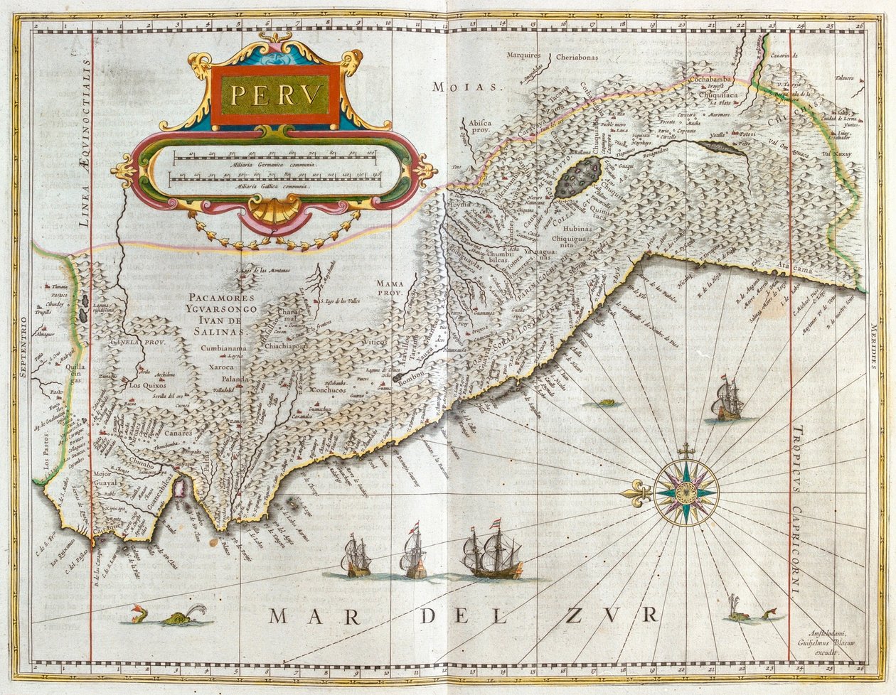 Peru, w "Theatrum Orbis Terrarum, sive Atlas Novus" Willema Blaeu, Amsterdam autorstwa Willem Blaeu