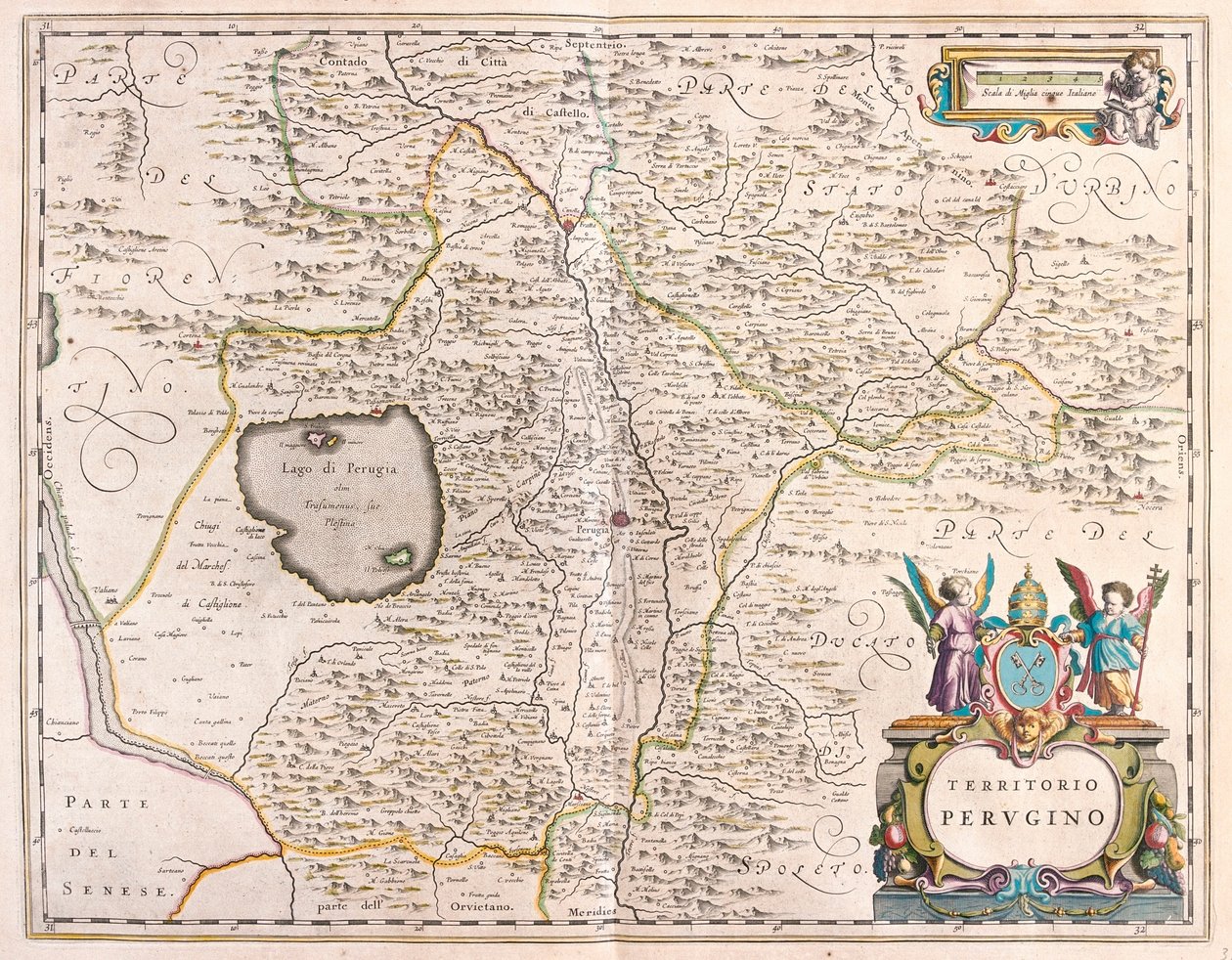 Perugia, Włochy, w "Theatrum Orbis Terrarum, sive Atlas Novus" Willema Blaeu, Amsterdam autorstwa Willem Blaeu