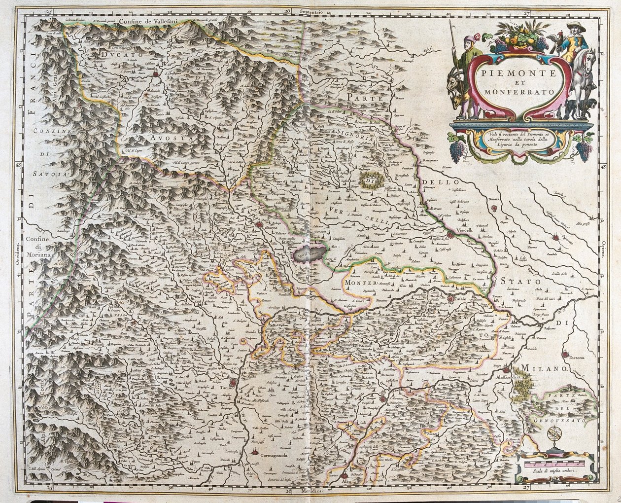 Piemont (region Włoch), w "Theatrum Orbis Terrarum, sive Atlas Novus" Willema Blaeu, Amsterdam autorstwa Willem Blaeu
