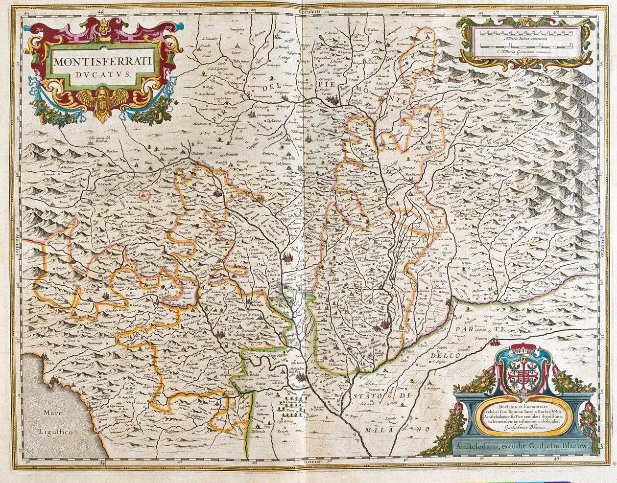 Piemont, Włochy, w "Theatrum Orbis Terrarum, sive Atlas Novus" Willema Blaeu, Amsterdam autorstwa Willem Blaeu