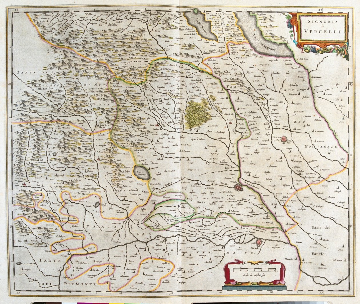 Piemont, Włochy, w "Theatrum Orbis Terrarum, sive Atlas Novus" Willema Blaeu, Amsterdam autorstwa Willem Blaeu