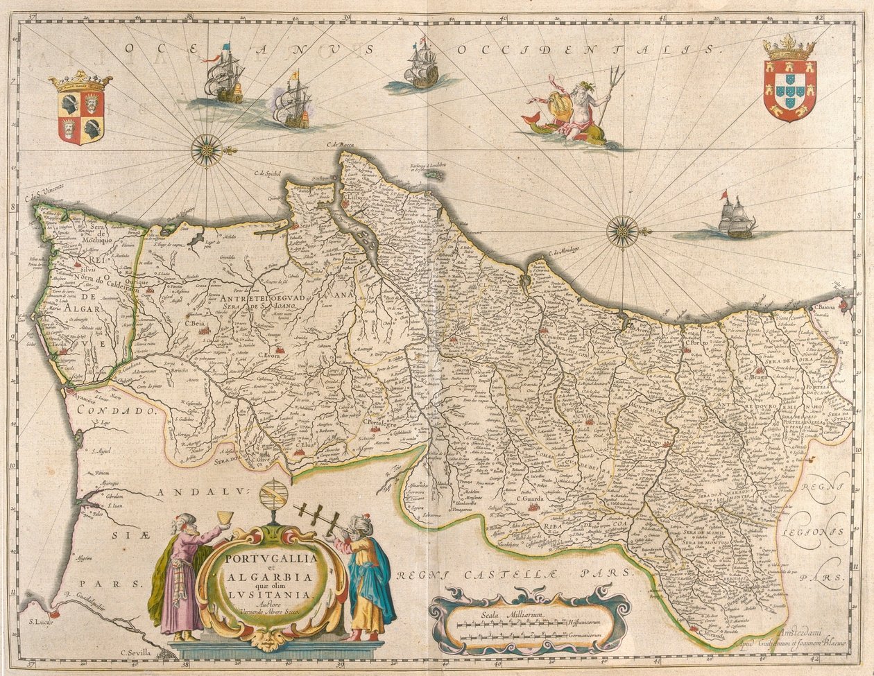Portugalia i Algarve, w "Theatrum Orbis Terrarum, sive Atlas Novus" Willema Blaeu, Amsterdam autorstwa Willem Blaeu