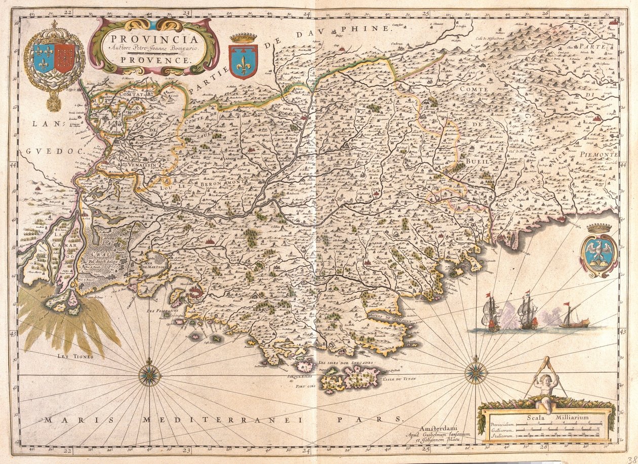 Prowansja, w "Theatrum Orbis Terrarum, sive Atlas Novus" Willema Blaeu, Amsterdam autorstwa Willem Blaeu