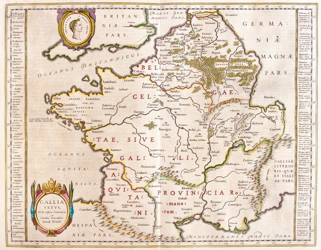 Imperium rzymskie w czasach Cezara, w "Theatrum Orbis Terrarum, sive Atlas Novus" Willema Blaeu, Amsterdam autorstwa Willem Blaeu