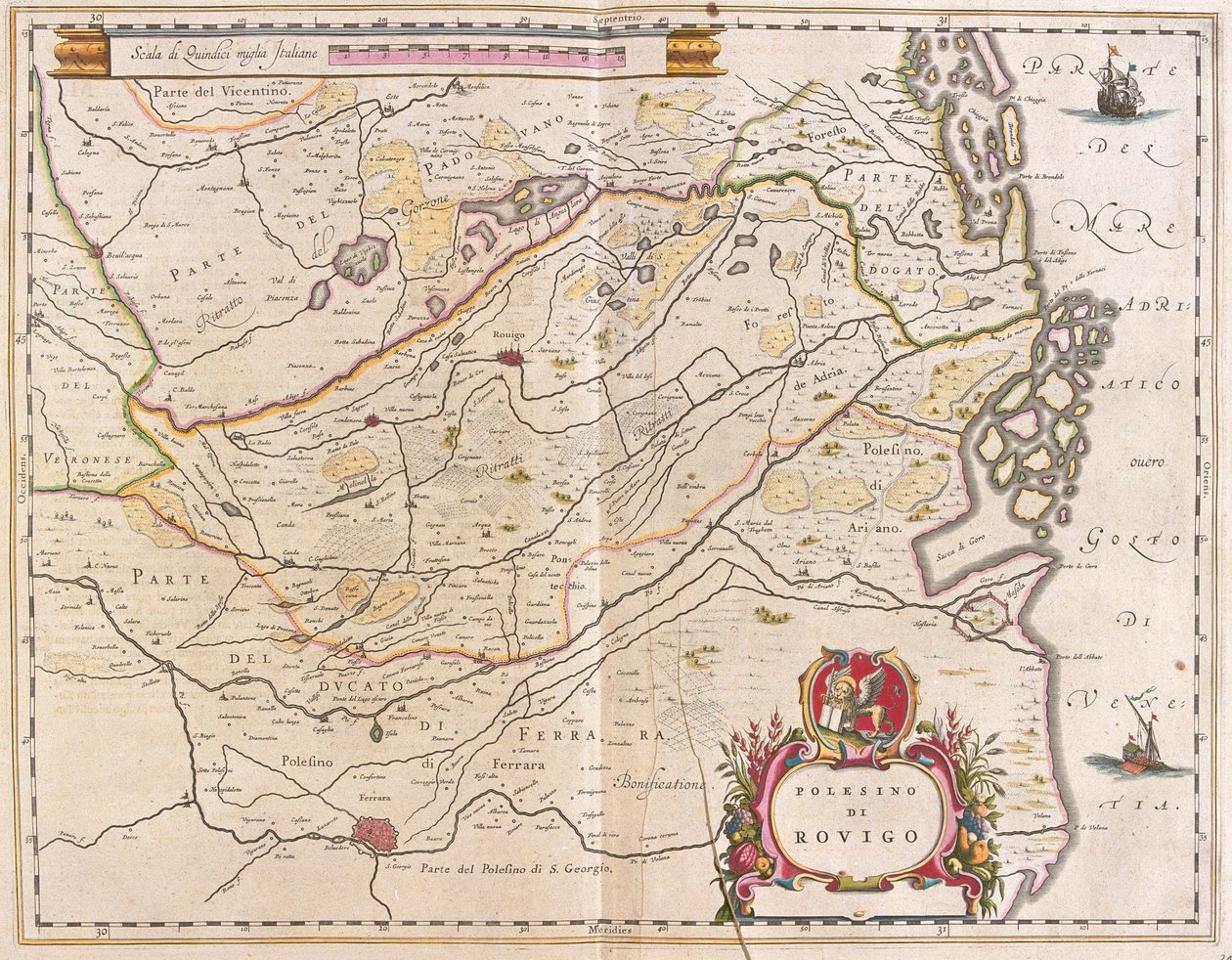 Rovigo, Włochy, w "Theatrum Orbis Terrarum, sive Atlas Novus" Willema Blaeu, Amsterdam autorstwa Willem Blaeu