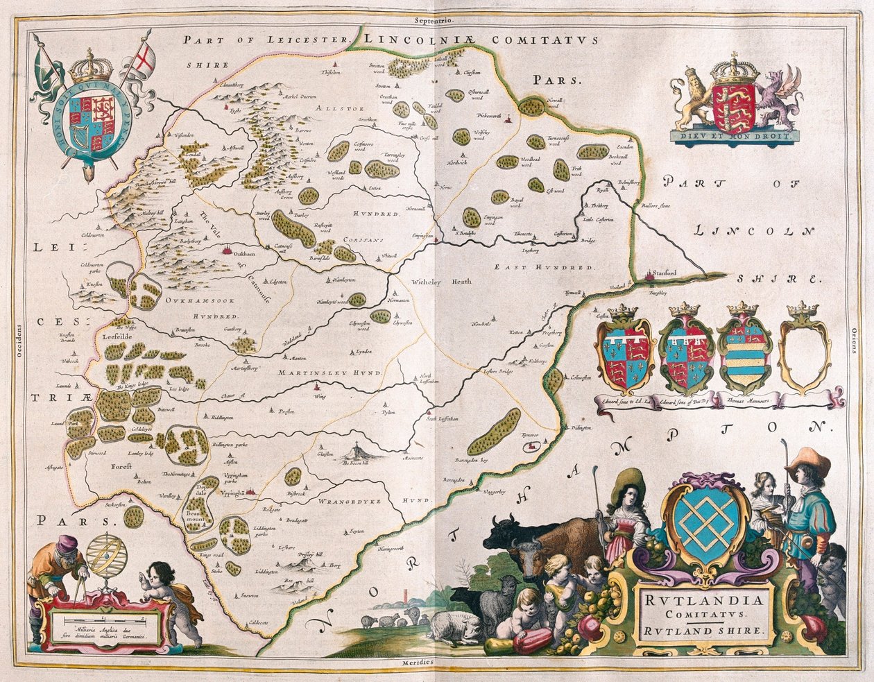 Hrabstwo Rutland, w "Theatrum Orbis Terrarum, sive Atlas Novus" Willema Blaeu, Amsterdam autorstwa Willem Blaeu