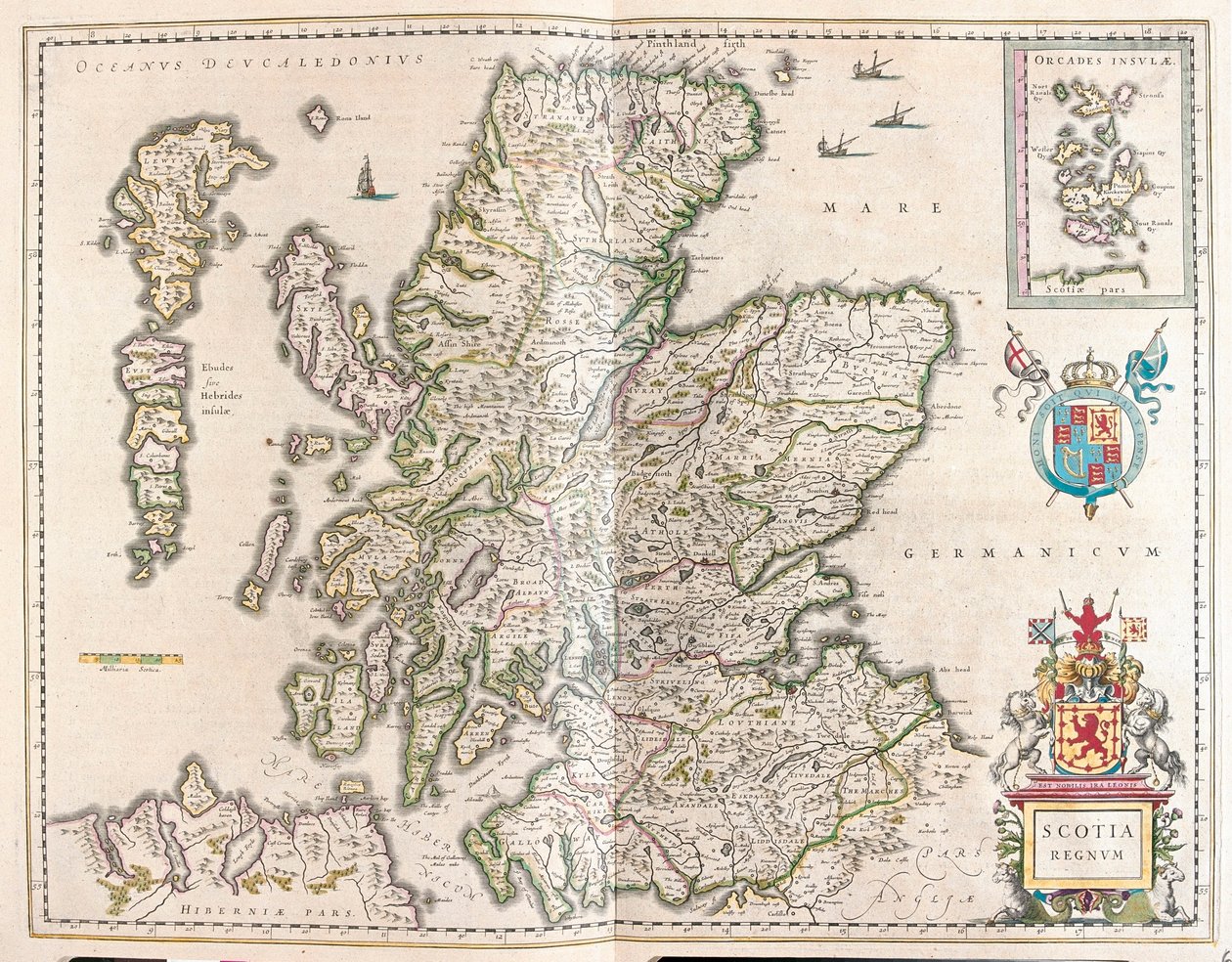 Szkocja, w "Theatrum Orbis Terrarum, sive Atlas Novus" Willema Blaeu, Amsterdam autorstwa Willem Blaeu
