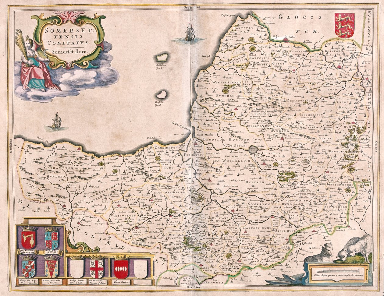 Somerset, w "Theatrum Orbis Terrarum, sive Atlas Novus" Willema Blaeu, Amsterdam autorstwa Willem Blaeu
