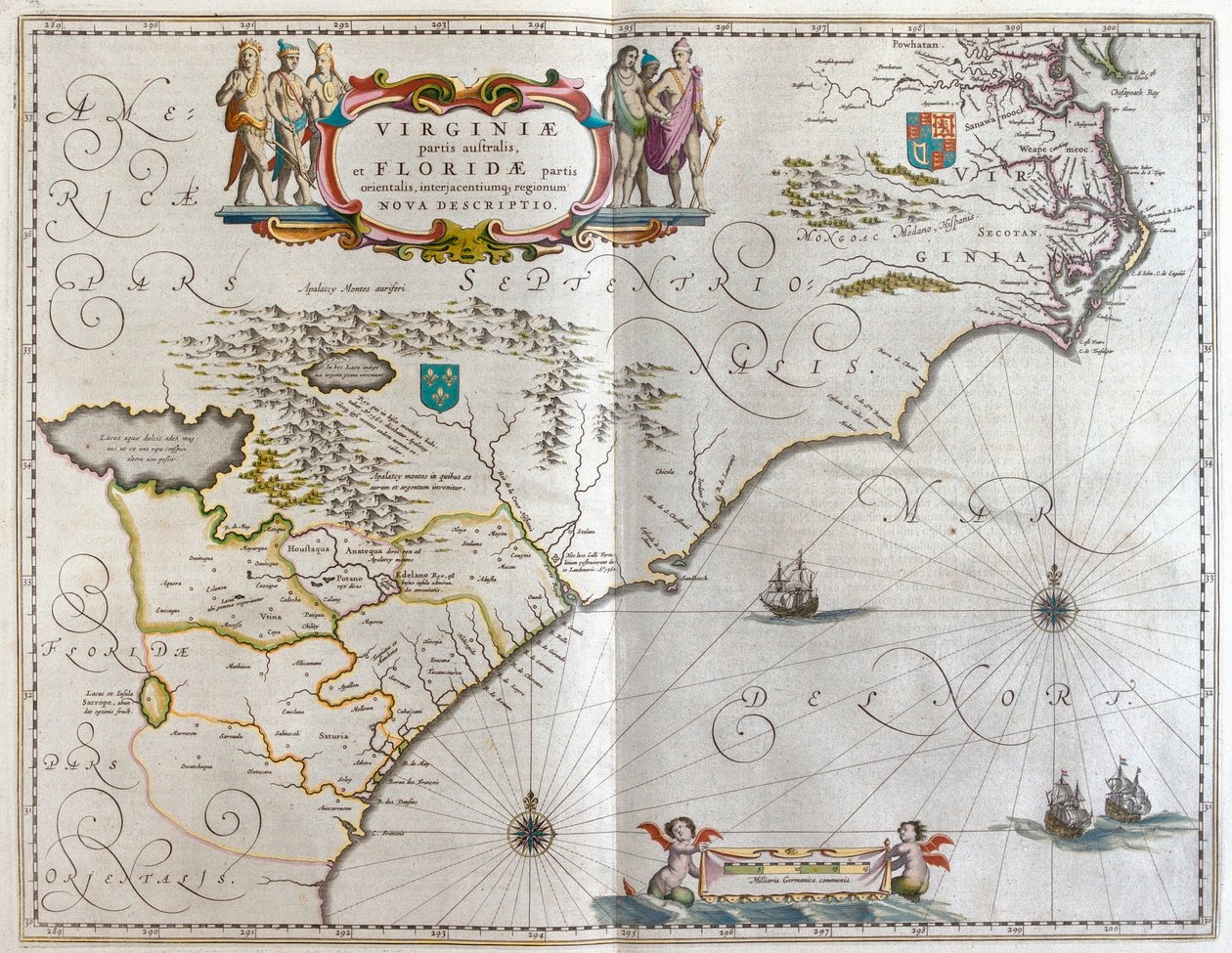 Południowy wschód, w "Theatrum Orbis Terrarum, sive Atlas Novus" Willema Blaeu, Amsterdam autorstwa Willem Blaeu