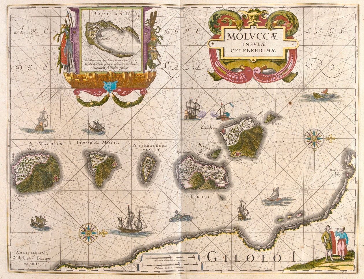 Wyspy Korzenne i wyspa Bachian (Batjan), w "Theatrum Orbis Terrarum, sive Atlas Novus" Willema Blaeu, Amsterdam autorstwa Willem Blaeu