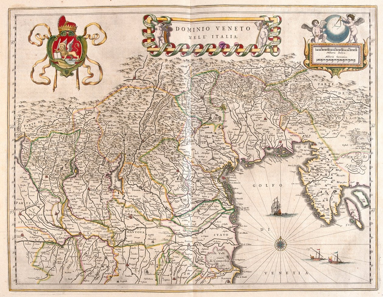 Terriory Veneto i Terviso, Włochy, w "Theatrum Orbis Terrarum, sive Atlas Novus" Willema Blaeu, Amsterdam autorstwa Willem Blaeu