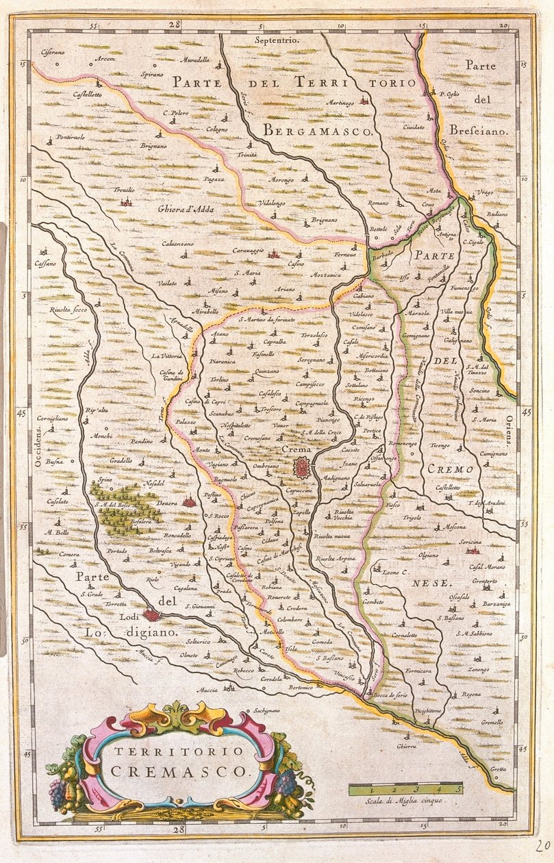 Terytorium Crema, Włochy, w "Theatrum Orbis Terrarum, sive Atlas Novus" Willema Blaeu, Amsterdam autorstwa Willem Blaeu