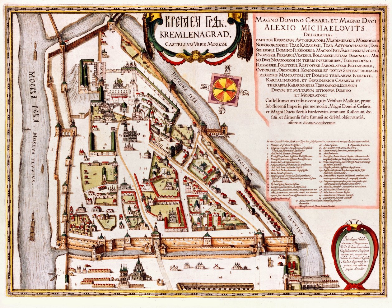 Mapa Kremla moskiewskiego z XVI wieku autorstwa Willem Blaeu