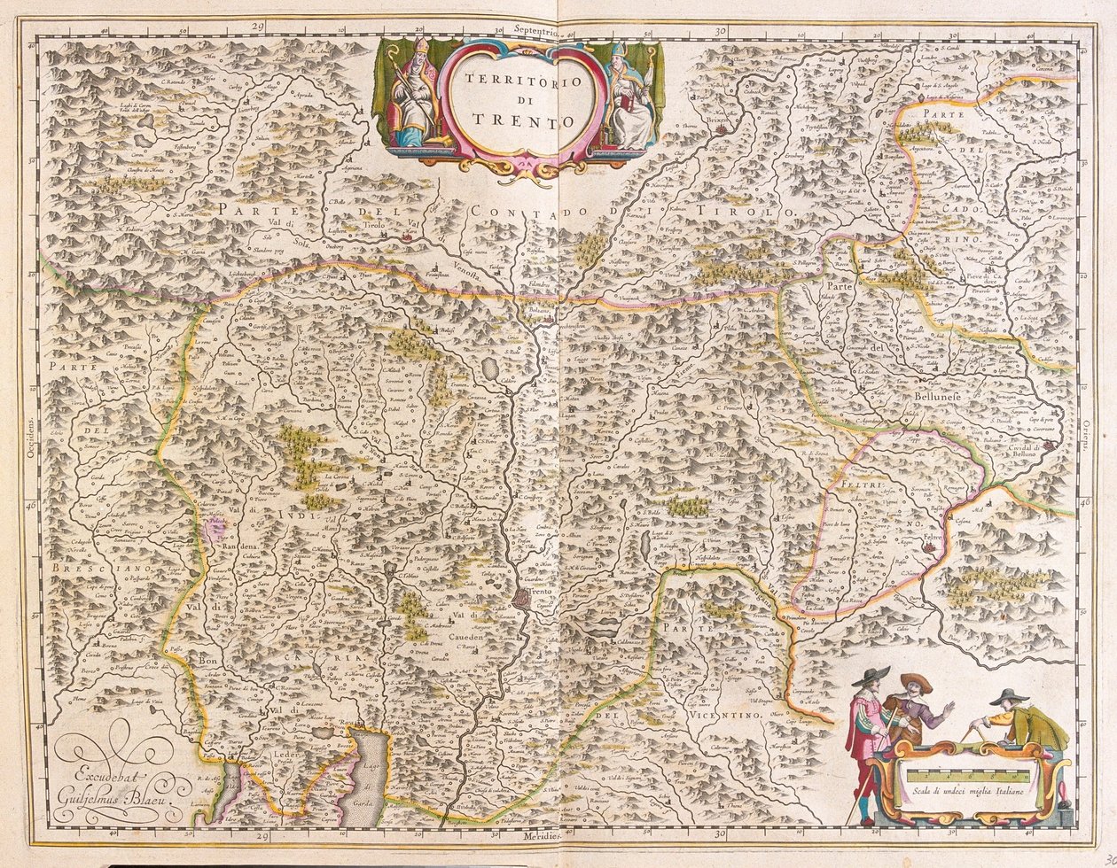 Trydent, Włochy, w "Theatrum Orbis Terrarum, sive Atlas Novus" Willema Blaeu, Amsterdam autorstwa Willem Blaeu