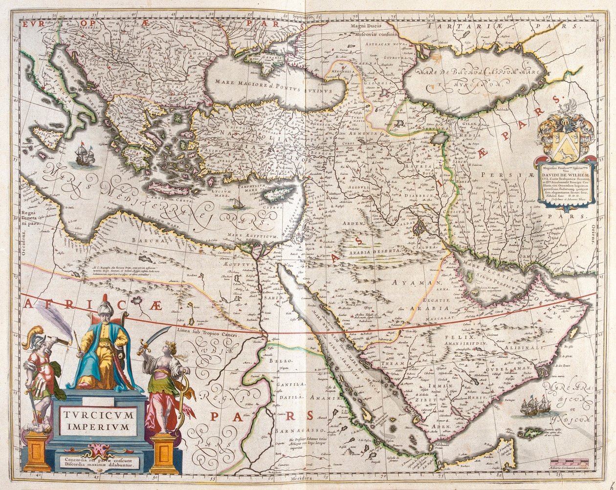 Imperium tureckie, w "Theatrum Orbis Terrarum, sive Atlas Novus" Willema Blaeu, Amsterdam autorstwa Willem Blaeu