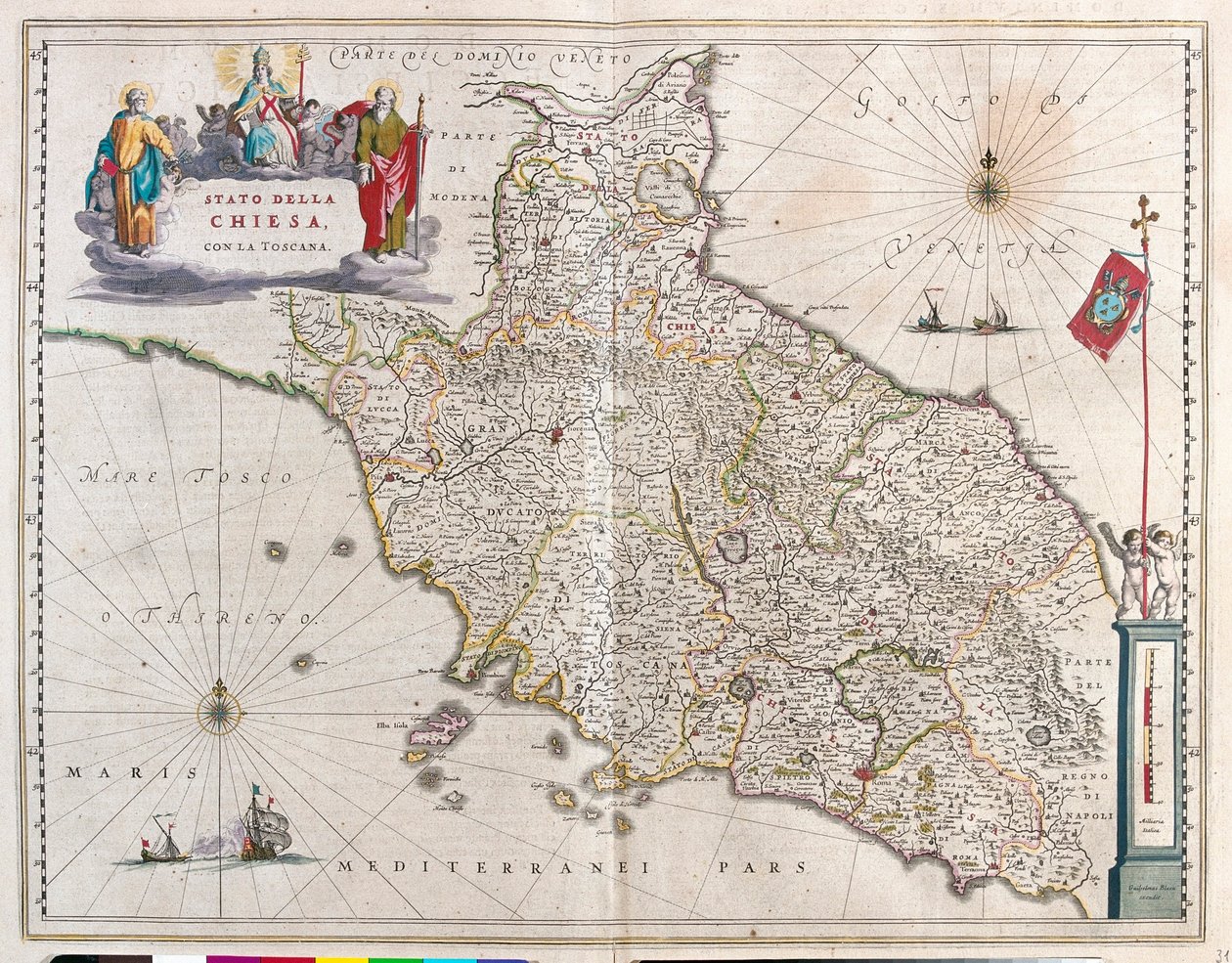 Toskania i Watykan, Włochy, w "Theatrum Orbis Terrarum, sive Atlas Novus" Willema Blaeu, Amsterdam autorstwa Willem Blaeu