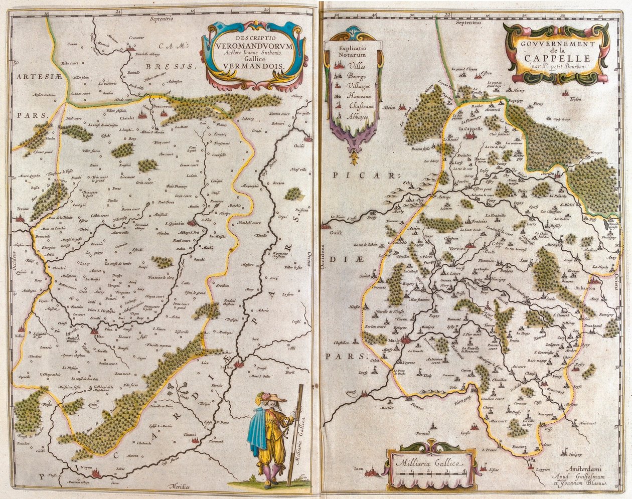 Vermandois-Saint Quentin/Tierache, Aisne, w "Theatrum Orbis Terrarum, sive Atlas Novus" Willema Blaeu, Amsterdam autorstwa Willem Blaeu