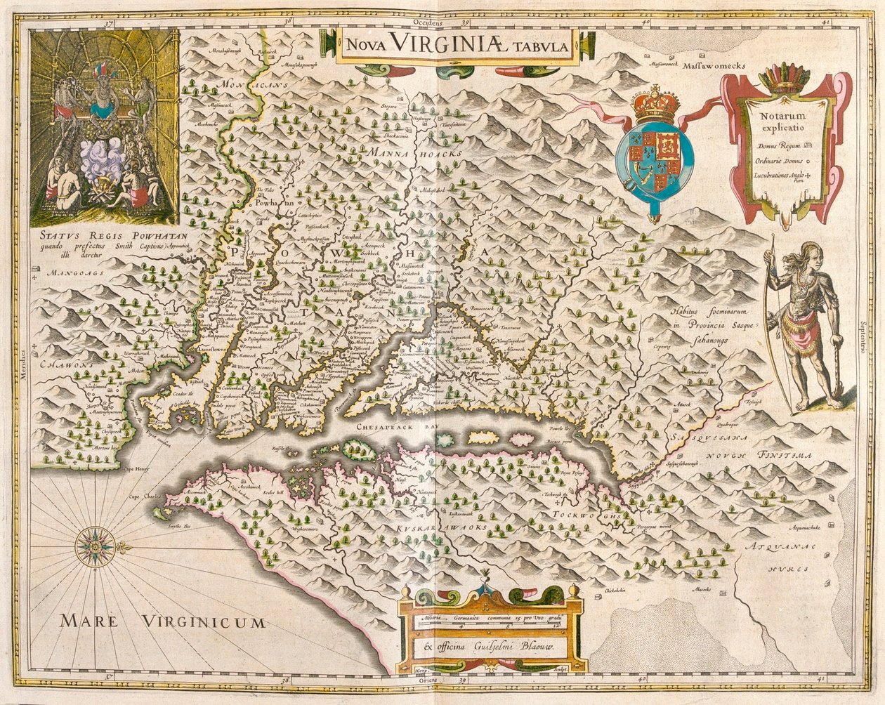 Wirginia i region Chesapeake, w "Theatrum Orbis Terrarum, sive Atlas Novus" Willema Blaeu, Amsterdam autorstwa Willem Blaeu