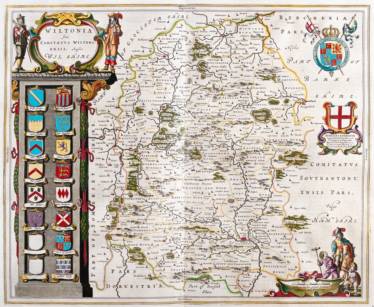 Wilshire, w "Theatrum Orbis Terrarum, sive Atlas Novus" Willema Blaeu, Amsterdam autorstwa Willem Blaeu