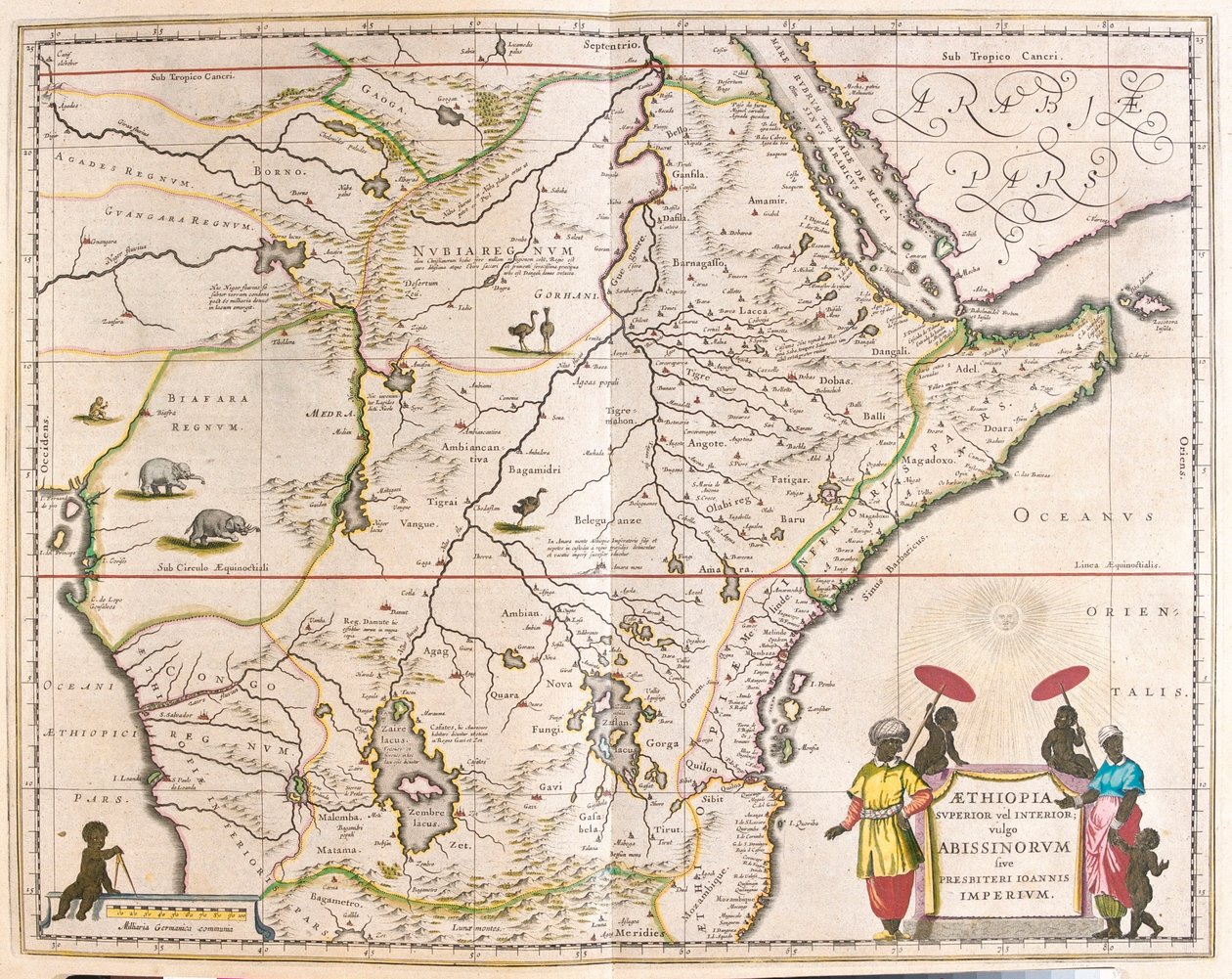 środkowa i wschodnia Afryka, w tym Mozambik, w "Theatrum Orbis Terrarum, sive Atlas Novus" Willema Blaeu, Amsterdam autorstwa Willem Blaeu