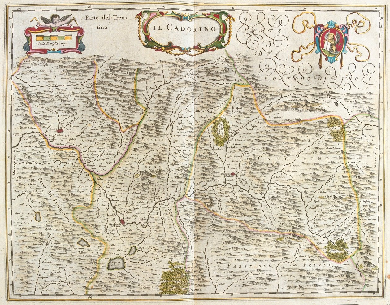 il Cadore (veneto) Włochy, w "Theatrum Orbis Terrarum, sive Atlas Novus" Willema Blaeu, Amsterdam autorstwa Willem Blaeu
