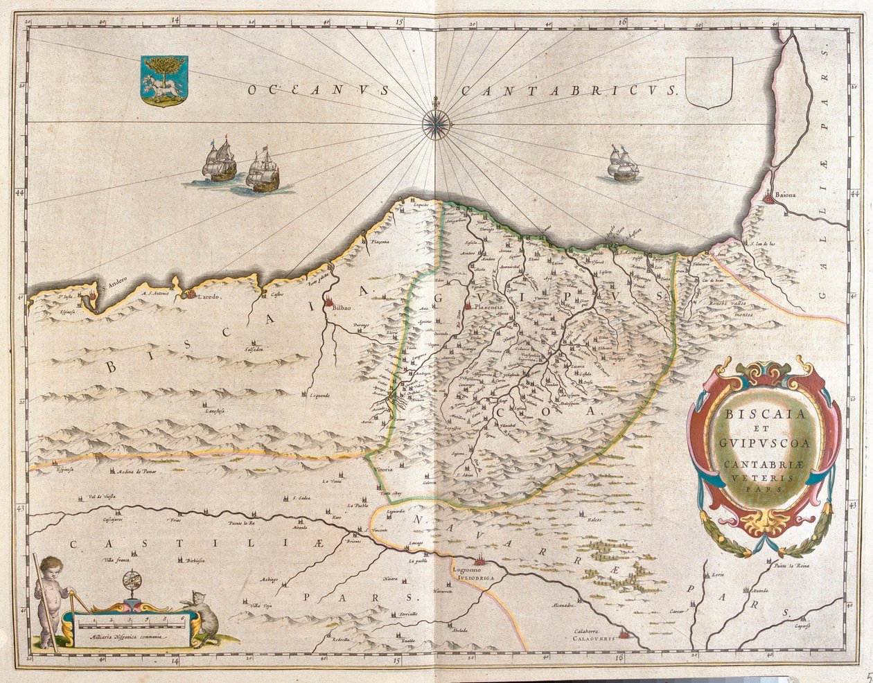 region skupiony wokół Bilbao i rozciągający się od S autorstwa Willem Blaeu