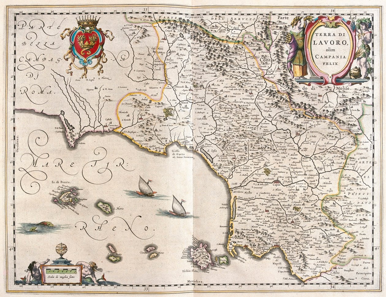 region Kampanii, Włochy, w "Theatrum Orbis Terrarum, sive Atlas Novus" Willema Blaeu, Amsterdam autorstwa Willem Blaeu
