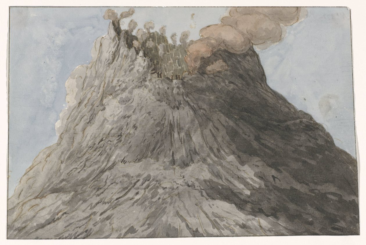 Krater van de Etna Widok na krater Etna (tytuł na obiekcie) Podróże po Włoszech, Sycylii i Malcie - 1778 (tytuł serii) autorstwa Willem Carel Dierkens