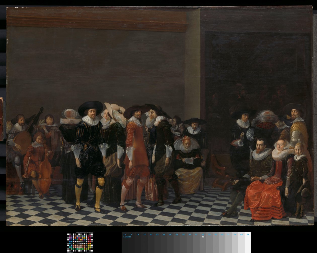 Uczta weselna, tradycyjnie nazywana „Ślubem Adriaena Ploosa van Amstela i Agnes van Bijler”, 1616 autorstwa Willem Cornelisz Duyster