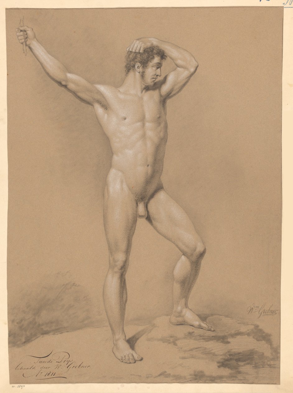 Akt męski stojący, widziany z przodu (II nagroda 1811) autorstwa Willem Grebner