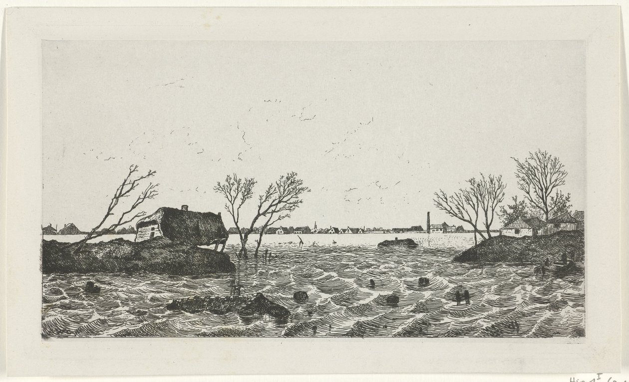 Przerwa na grobli w Dreumel, 1855 autorstwa Willem Gruyter jr.