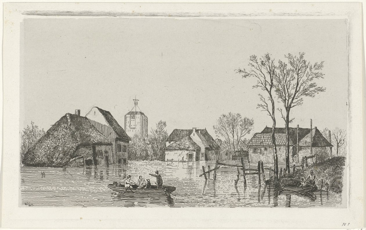 Powódź w Beesd, 1855 autorstwa Willem Gruyter jr.