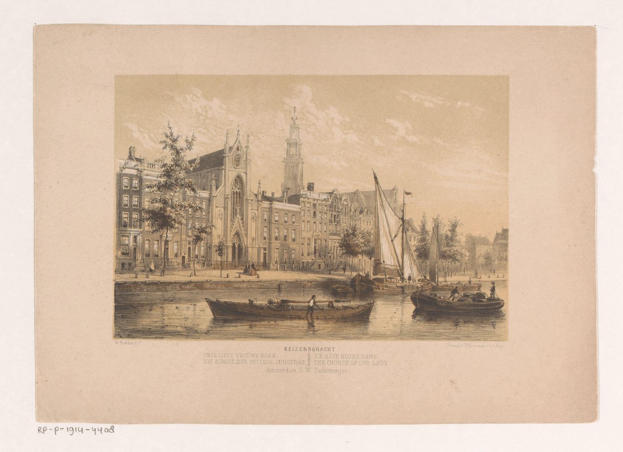 Keizersgracht z Onze-Lieve-Vrouwekerk w Amsterdamie autorstwa Willem Hekking jr.