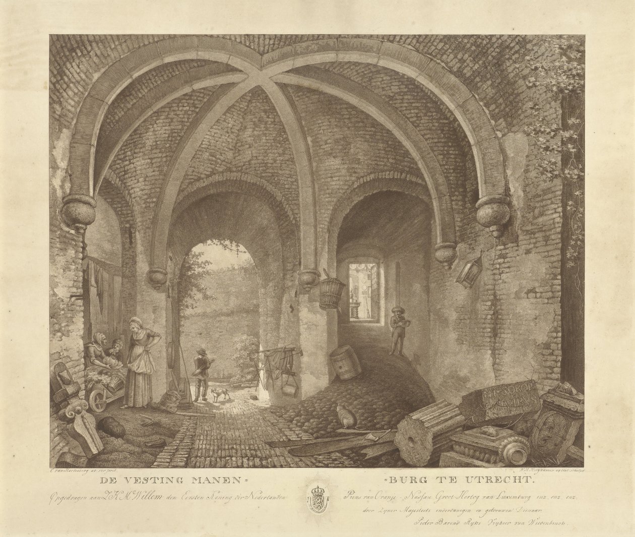 Figury pod sklepieniem Manenburg, Utrecht Twierdza Manenburg w Utrechcie (tytuł serii) autorstwa Willem Hendrik Hoogkamer