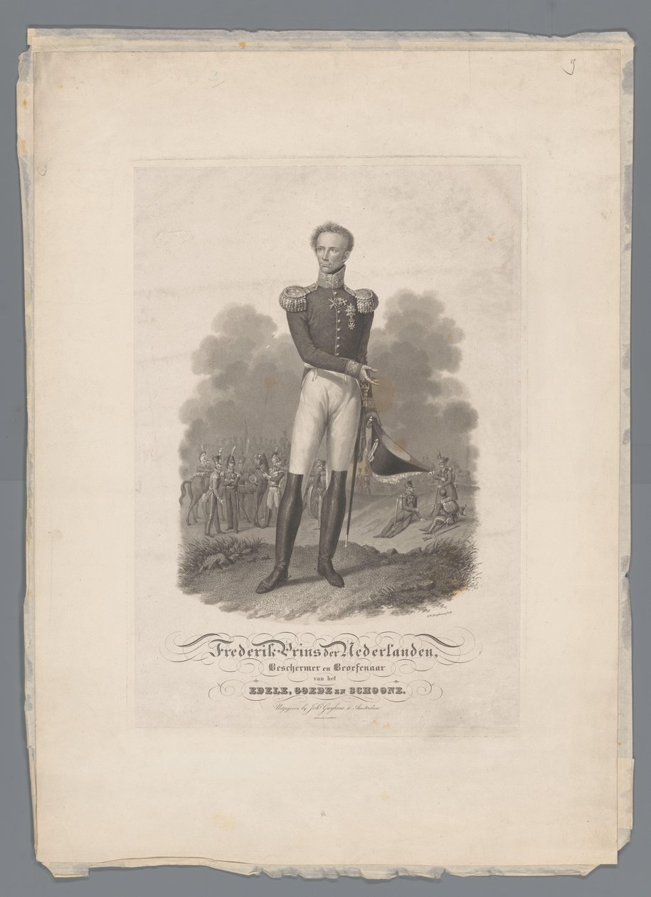 Frederik Prince of the Netherlands, Protector and Practice of the Noble, Good and Beautiful (tytuł na obiekcie) autorstwa Willem Hendrik Hoogkamer