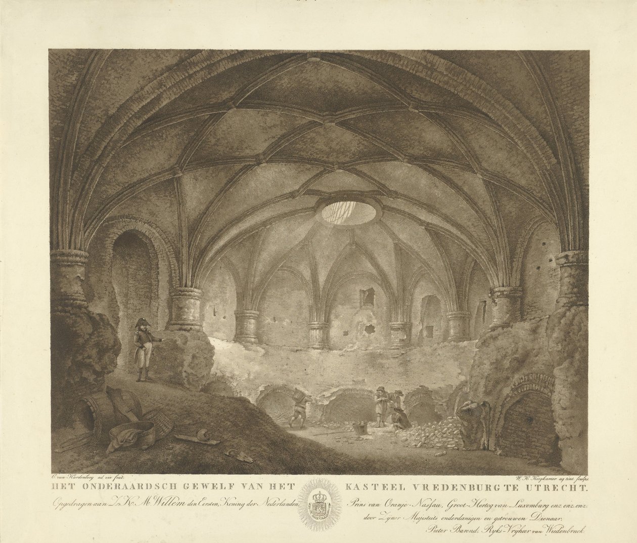 Sklepienie zamku Vredenburg Podziemne sklepienie zamku Vredenburg w Utrechcie (tytuł na obiekcie) autorstwa Willem Hendrik Hoogkamer