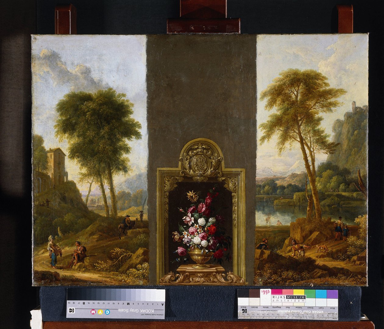 Kwiat martwa natura w ramce z monogramem autorstwa Willem Hendrik Wilhelmus van Royen (attributed to)