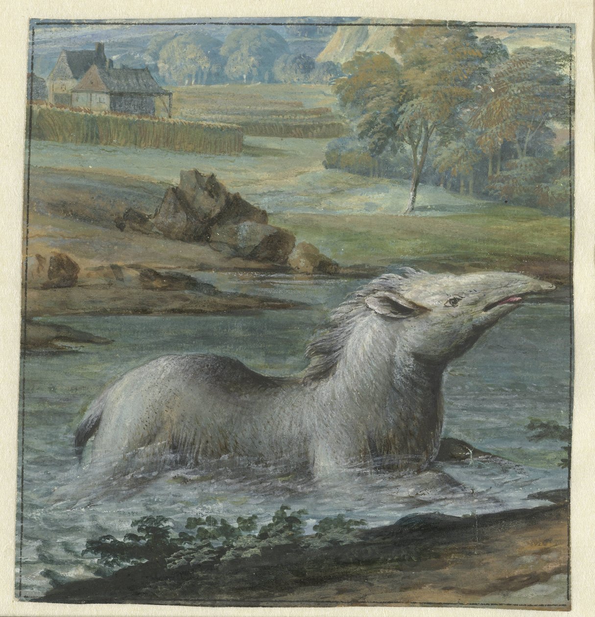 Tapir w wodzie autorstwa Willem Hendrik Wilhelmus van Royen