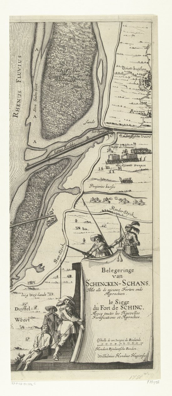 Beleg van Schenckenschans (prawa strona), 1635 Oblężenie Schencken-Schans ze wszystkimi nowymi fortami i podejściami autorstwa Willem Hondius