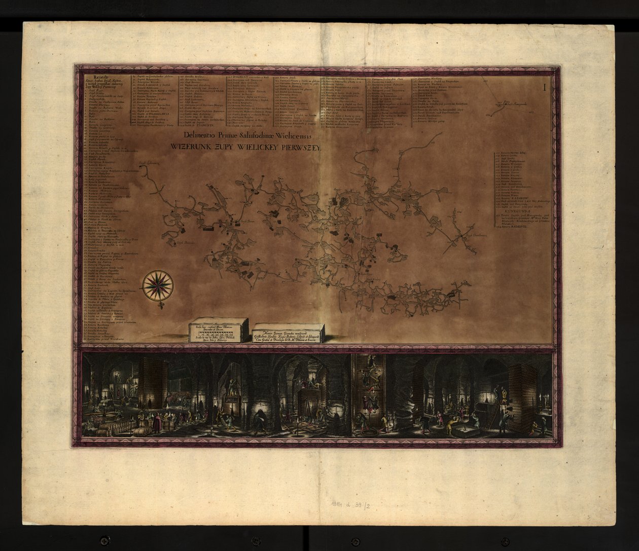 Mapa Kopalni Soli w Wieliczce autorstwa Willem Hondius