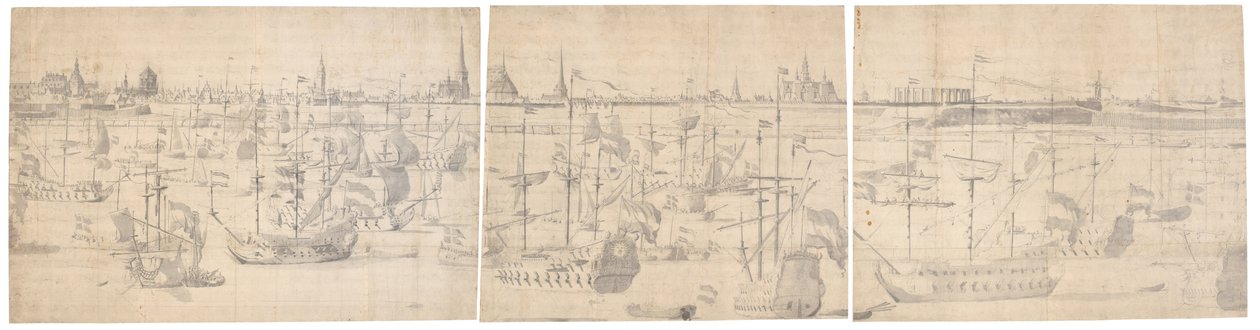 Holenderska flota na Kopenhadze Czerwonej 1658 autorstwa Willem I van de Velde