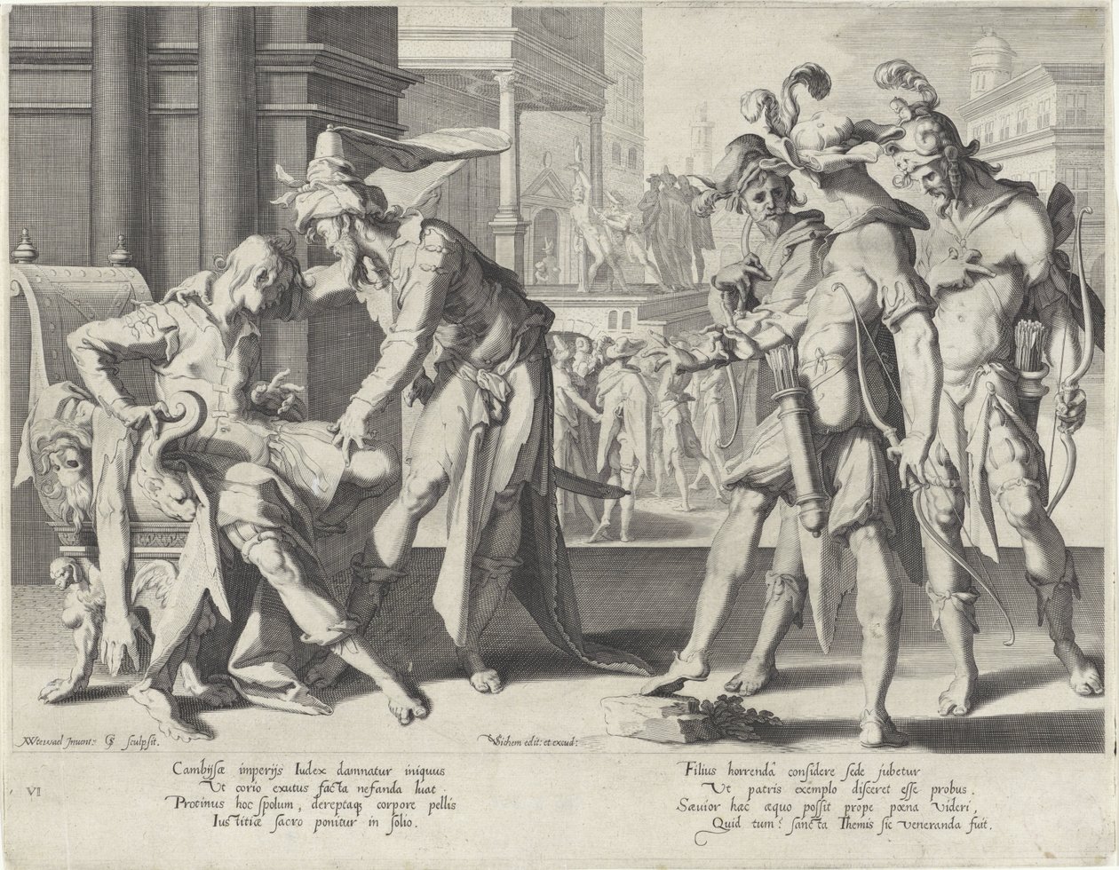 Oordeel van Cambyses Tron Sprawiedliwości (tytuł serii) autorstwa Willem Isaacsz. van Swanenburg